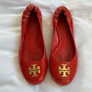Tory Burch Lobster Red Reva Ballet Flat Size 8